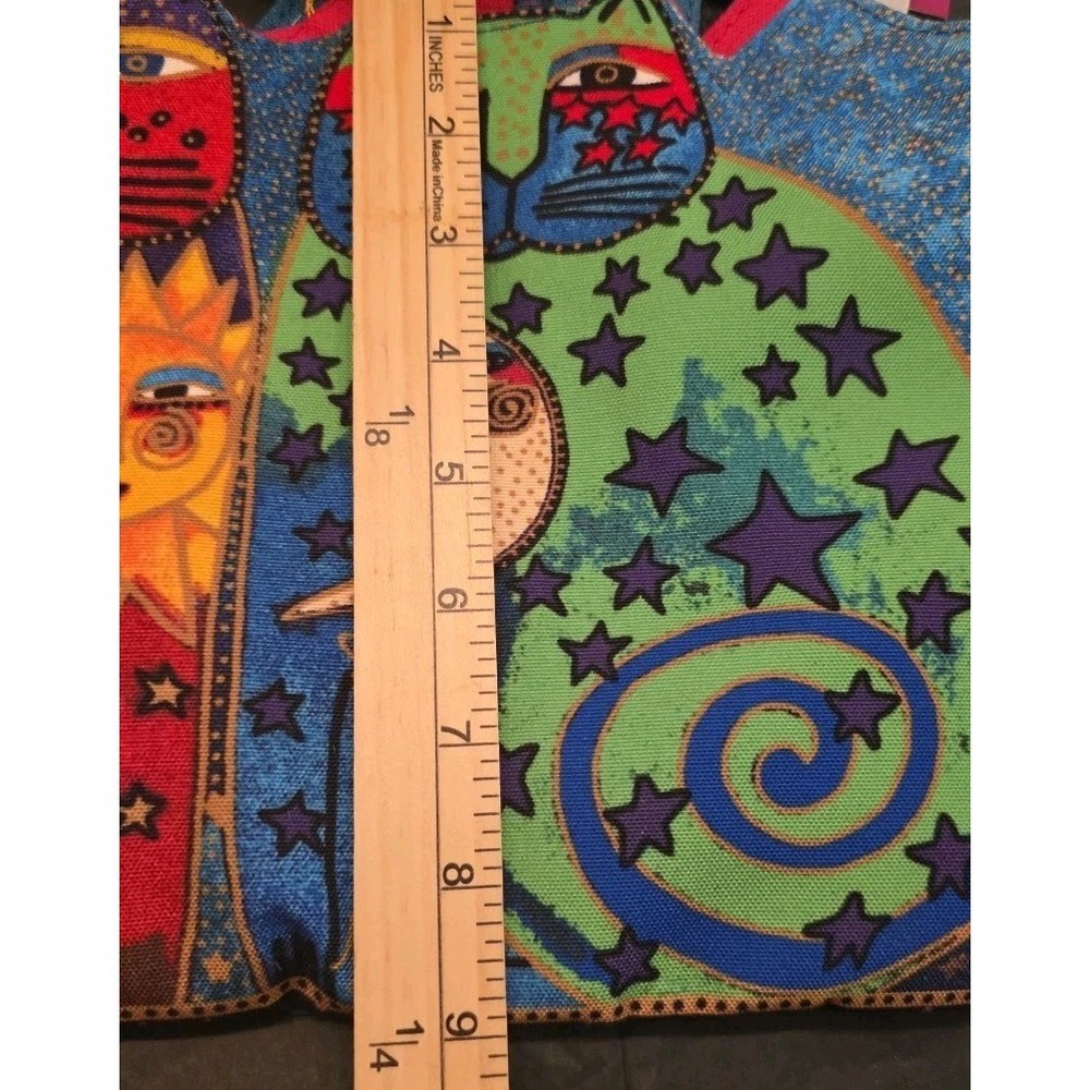 Laurel Burch Canvas Tote Bag Sun Moon Stars Celestial Cat Purse NWT Vintage - Picture 12 of 14